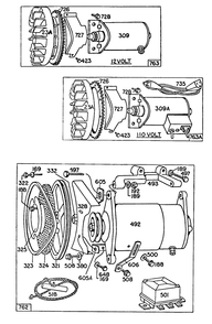 Electric Starters Diagram and Parts List for 170404-0234-XX  Briggs and Stratton Engine